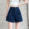 Women's High Waist Denim Overall Shorts - Casual, Slimming, Versatile Summer Hot Pants