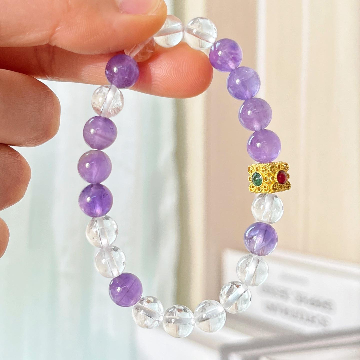Design Sense Natural White Crystal Lavender Amethyst Bracelet