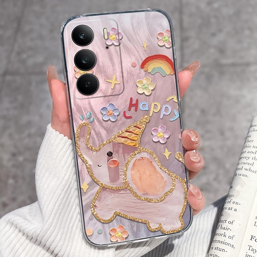 For Oppo Realme C75 C75x C71 C67 C63 C55 C35 C33 C21Y C20 C15 Clear Phone Covers Adorable Cat Patterns Screen Protector Dustproof Case For Oppo Casing