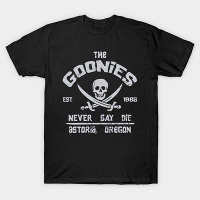 Pánské černé tričko s potiskem The Goonies Potisk na přenosovém papíře bez ořezu Bavlna