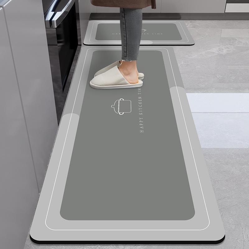 Marble Pattern Kitchen Anti-Oil Diatom Mud Mat: Water-Absorbing, Quick-Drying, Non-Slip, Easy-Care.