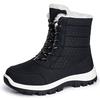 Women's New Winter Cotton Shoes with Plush and Thick High Top Cotton Boots, Waterproof and Non Slip Lace Up Snow Boots