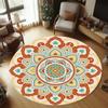 Bohemian Ethnic Style Round Rug Vibrant Floral Pattern Carpet Soft Non-Slip Circle Mat for Living Room Bedroom Kids Room