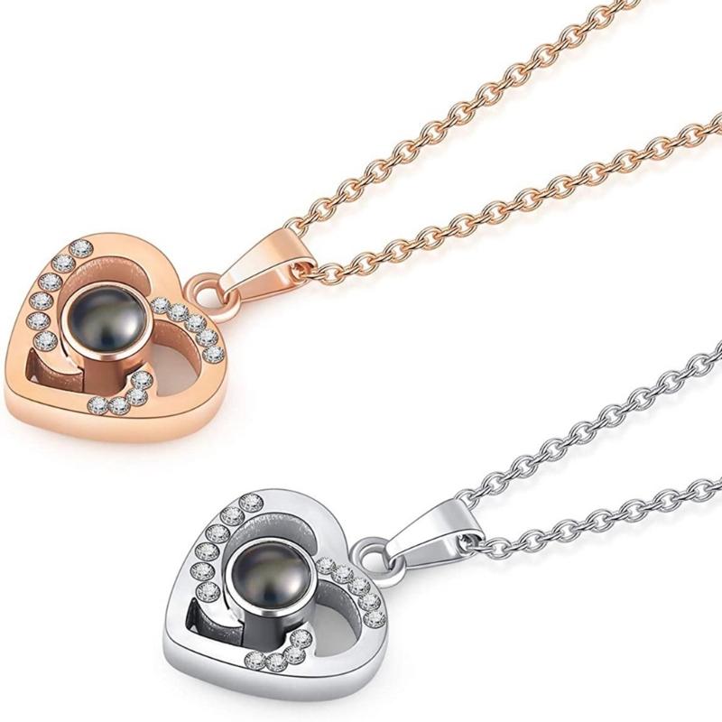 Unique Love Projection Necklace Hollow Heart Necklace Couples Jewelry Fashion Heart Neck Jewelry Suitable for Gifts