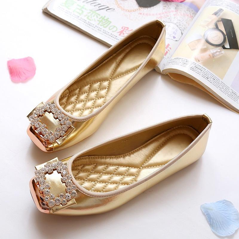 Elegant Rhinestone Soft Leather Women's Flats Shoes For Effortless Casual Style