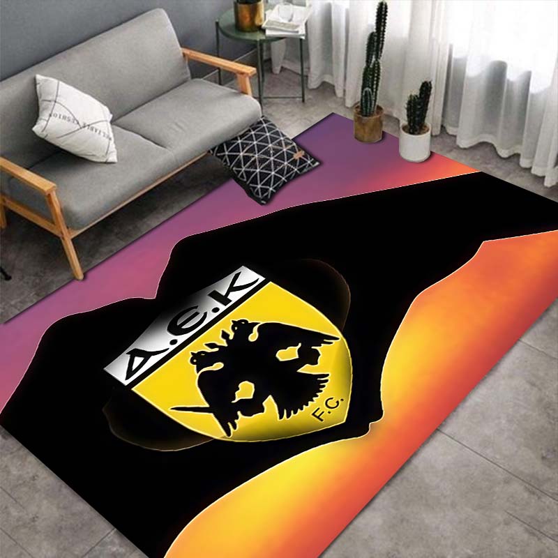 AEK FC Eagle Shield Area Rug, Non Slip Floor Mat, Football Club Print Carpet for Living Room Bedroom Home Decor