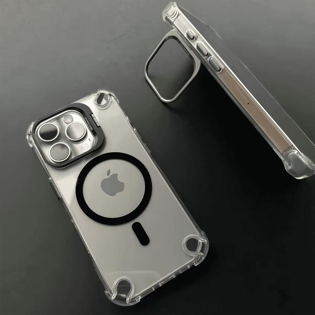 Metal Stand Anti-fall Magnetic Phone Case for Apple 17PROMAX New Magnetic Metal Stand Hard Case