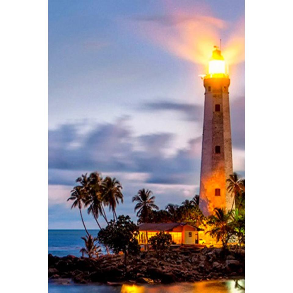 DIY 5D Lighthouse Landscape Diamond Painting Rhinestone Picture Full Round Full Diamond Embroidery Gift Mosaic Decoration Kit