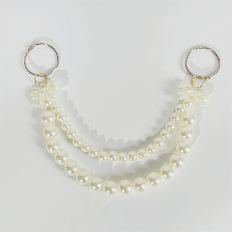 2Pcs Artificial Pearls Chain Bag Decoration Charm Large Imitation Pearls Beads Purse Chain Handbag Chain For Women Bag