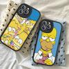 Animovaný telefonní kryt Simpsons pro dospělé pro iPhone 16 15 14 13 12 11 Pro Max Plus Kožený kryt