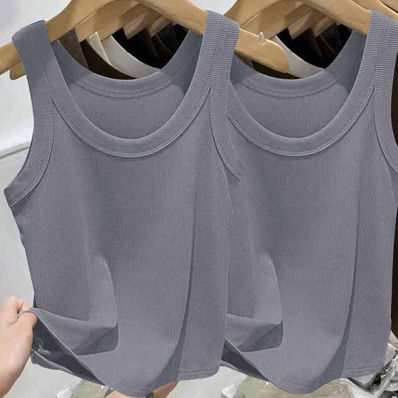 Geripptes Camisole-Oberteil aus Eisseide für Damen mit U-Ausschnitt und Spaghettiträgern für Frühling und Sommer
