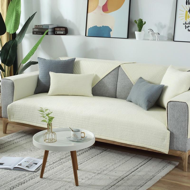 Sofa Cushion Universal In All Seasons, Cotton Fabric Non-Slip Seat Cushion, Simple Modern Solid Wood Nordic Sofa Cover, Sofa Towel Cover