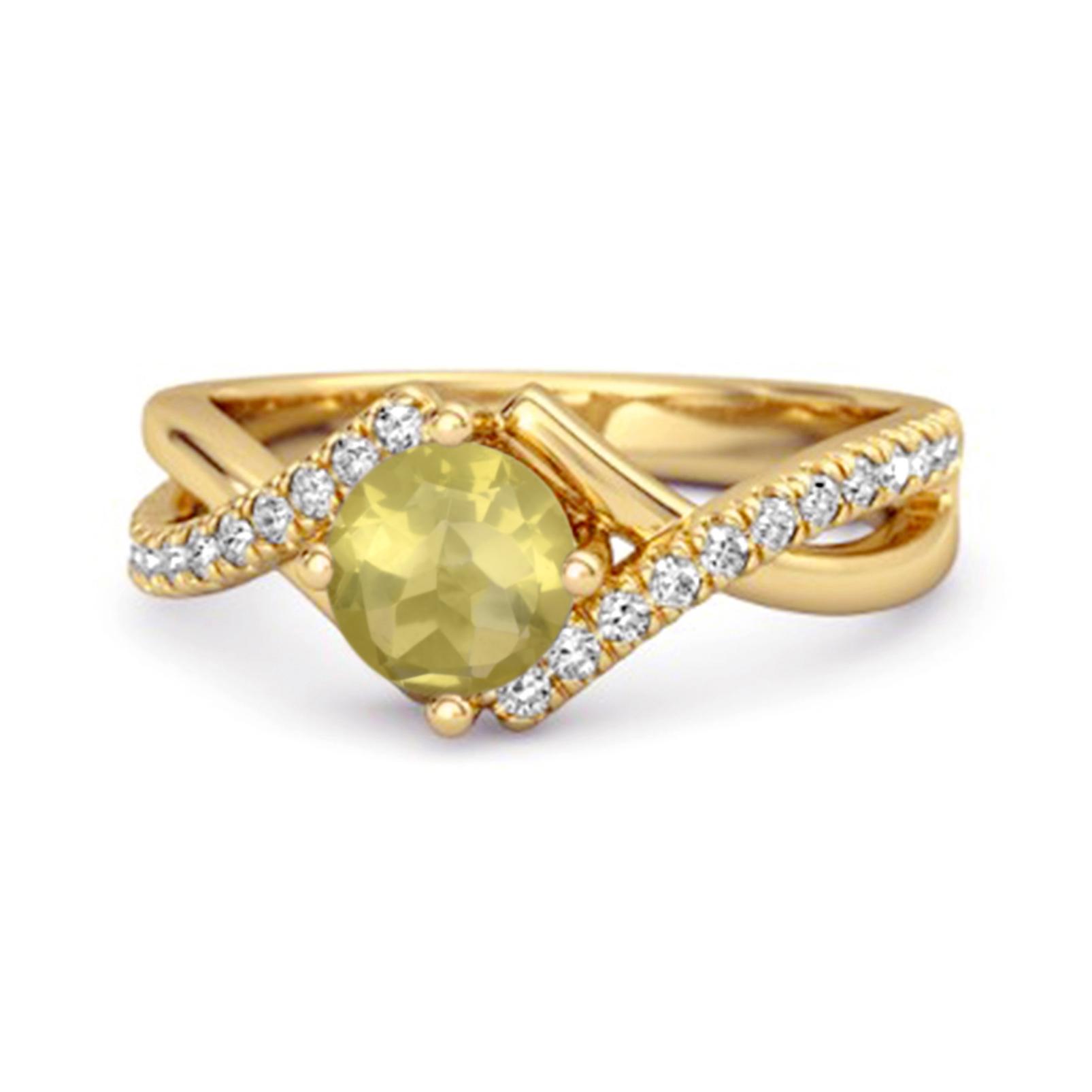 

Lemon Quartz Split Band Crossover Pave Ring - 925 Sterling Silver Gold Vermeil 11.5 жовтий/золотий