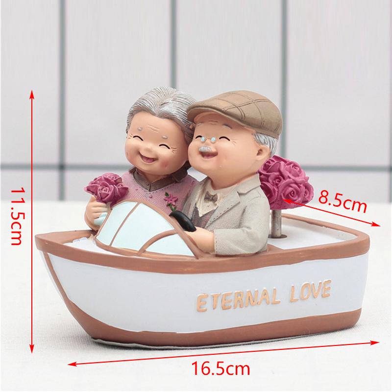 Grandparents Figurines Elderly Couple Figurines Craft Night Light Miniature Sweet Ornament Love Statue Bedside Decor Accessories