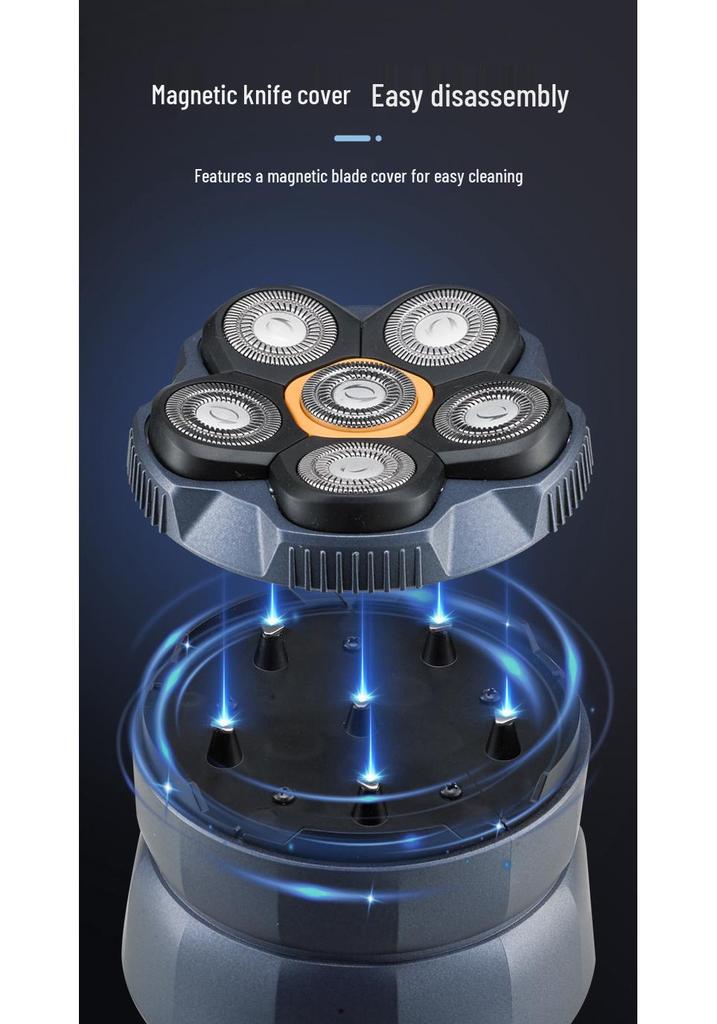 High-Power Washable 6D Bald Head & Beard Trimmer with Magnetic Blades for Men
