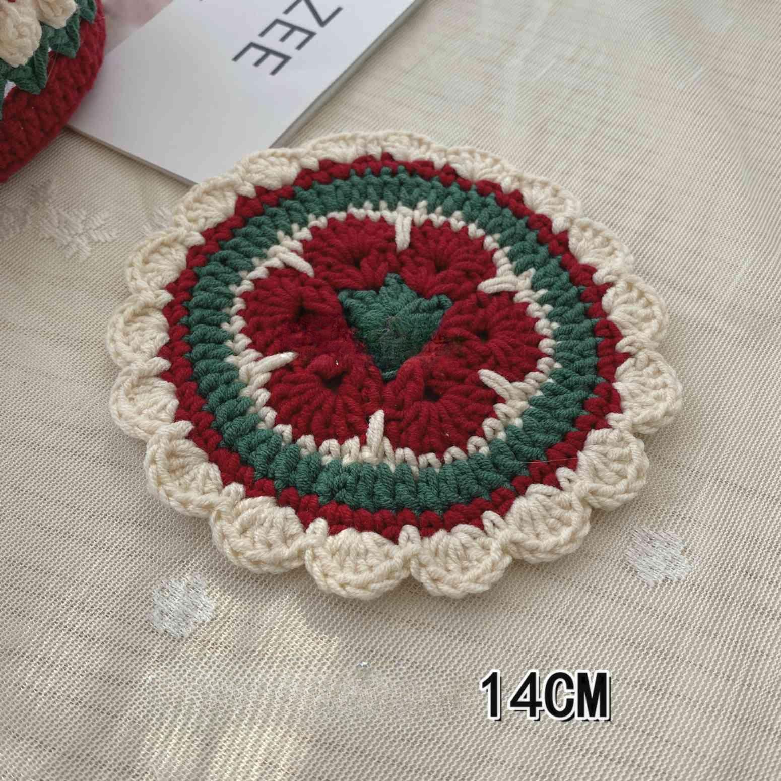 

1 шт. Вязаная подставка красная ручной работы, высокотемпературная и противоскользящая, коврик для чашки, впитывающая подкладка, защита стола, кухонный декор для посуды