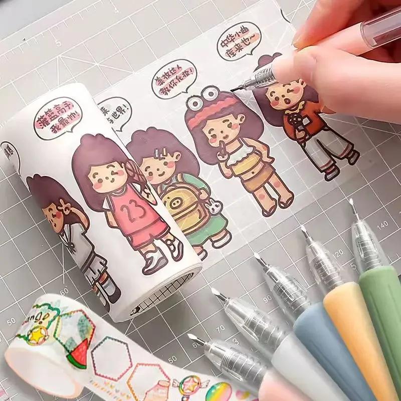 1pcs Wrapping Cutting Utility Pen Knife Retractable Press Hand Account Pen Knife Creative Art Paper Cutting Tool for Student
