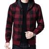 Cardigan Invernale da Uomo Colore a Contrasto Stampa Plaid Cappuccio Coulisse Giacca Media Lunghezza Maglia Spessa Maniche Lunghe Chiusura con Zip Cappotto