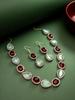 Gold-Plated Wine &Sky Stone-Studded & Beaded Handcrafted Jewellery Set