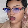 European and American Trend Box Women's Anti-blue Light Glasses Ins High-end Street Shooting Glasses Fashion Striped Colorful Flag Glasses