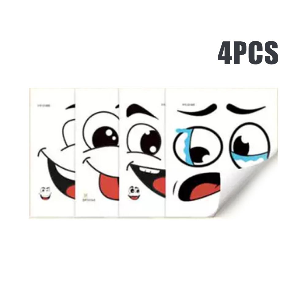 Funny Trash Can Stickers 4PCS Set Cute Face Expressions Smile Toilet Decals PVC Waterproof Vinyl Kitchen Bathroom Home Decor