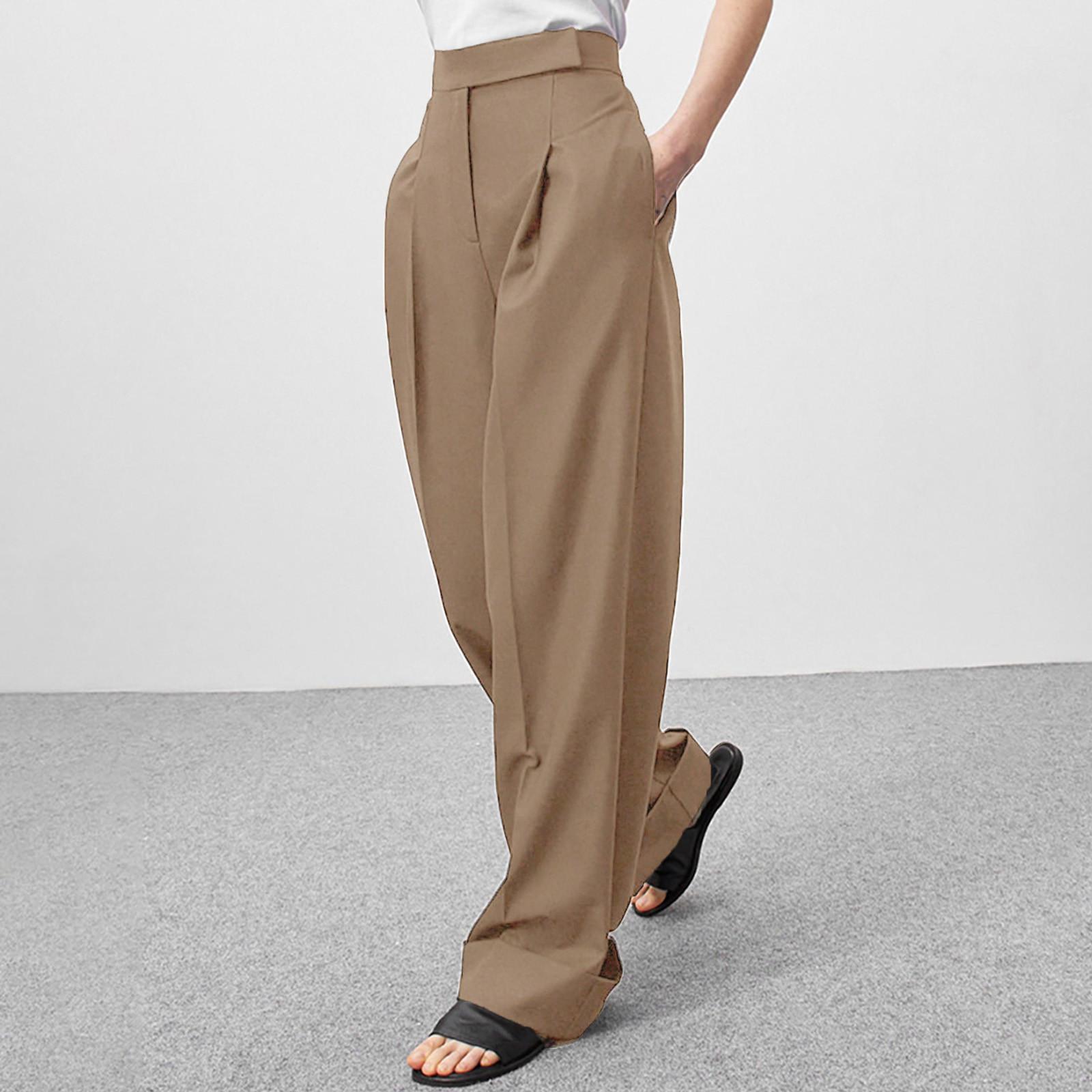 

Женские повседневные однотонные брюки для рабочего места, свободные широкие брюки XL хаки