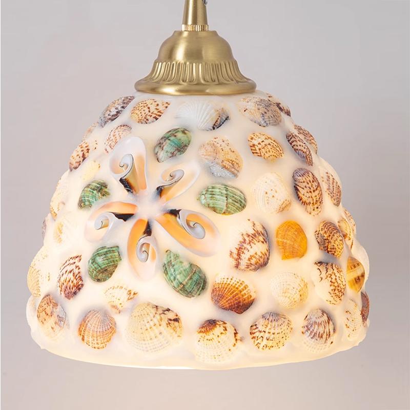 Glass Ceiling Chandelier Creative Sea Shell Lampshade Bedroom Bedside Hanging Lamp Interior Decoration Lighting Pendant Lights