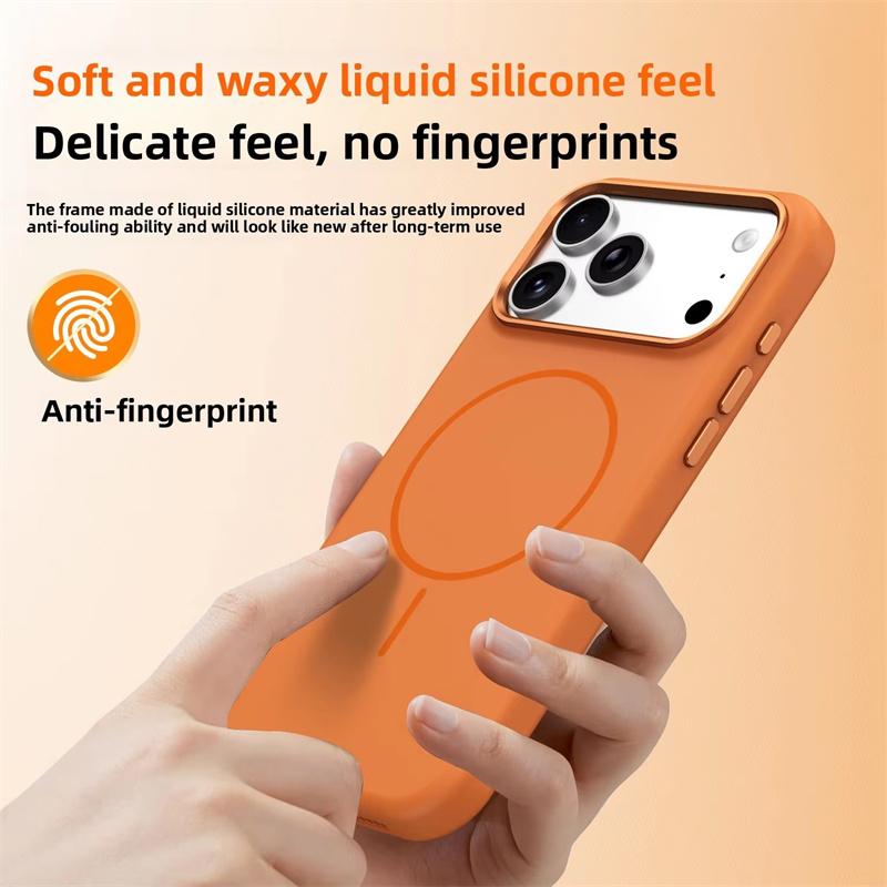 Luxury Matte Soft Magnetic Metal Lens Case For iPhone 14 15 16 17 18 Pro Max Plus For Magsafe Wireless Charge Shockproof Cover