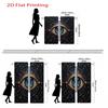 Set Of 2 Flat Printing Curtains Cosmic Eye Pattern Blue Golden Frame Space Style Polyester Fabric Semi She Curtain