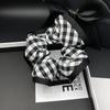 Elegant Black & White Plaid Hair Tie for Women - High-Class Bun & Low Ponytail Accessory
