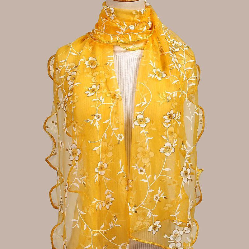 Bohemianischer geprägter Blumendruck Türkis & Weiß Schal Stola für Damen | Leicht Atmungsaktiv Winddicht | Maschinenwaschbar