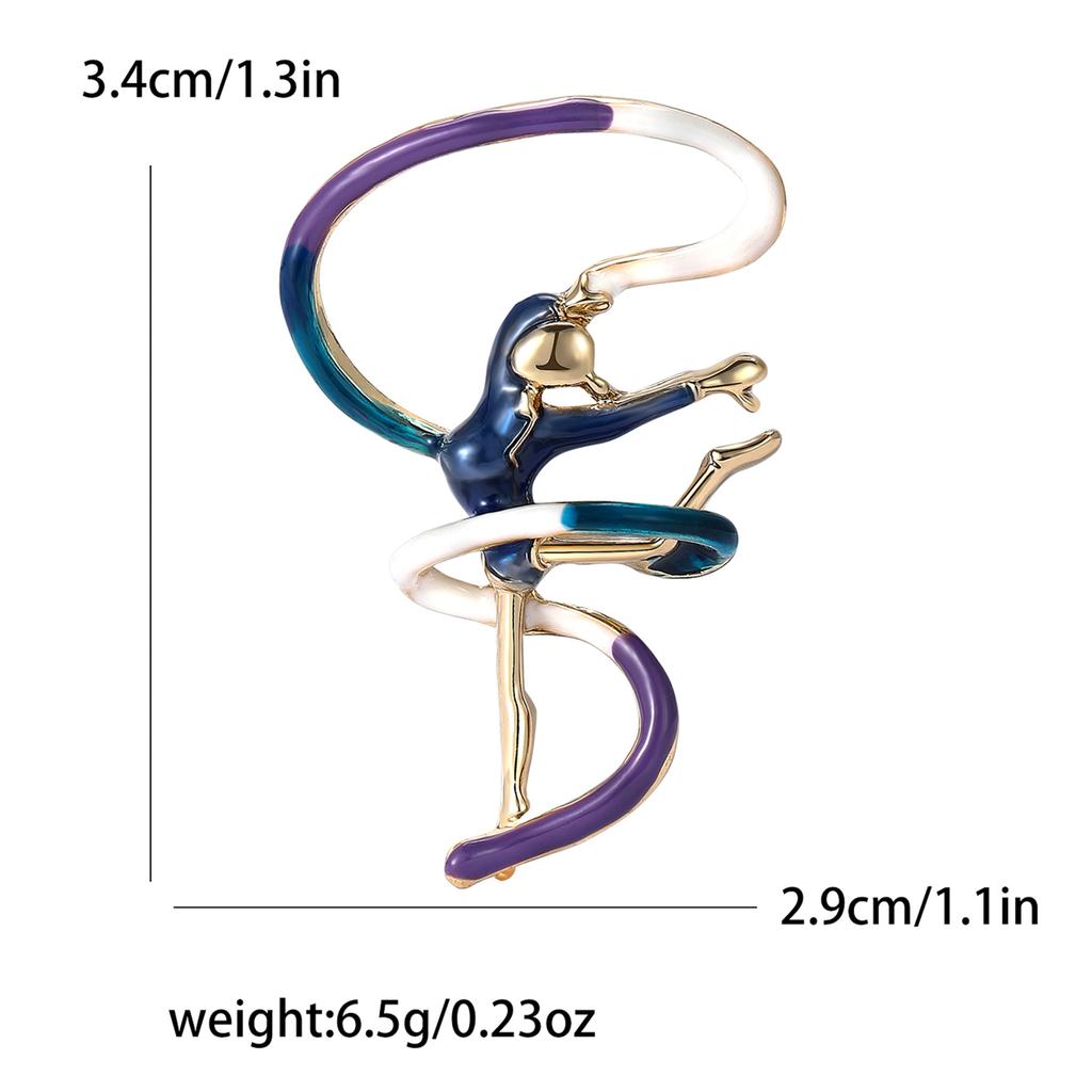 Personalized Fashion Alloy Enamel Gymnastics Girl Brooch Creative Versatile Women'S Clothing Corsage Jewelry Pin