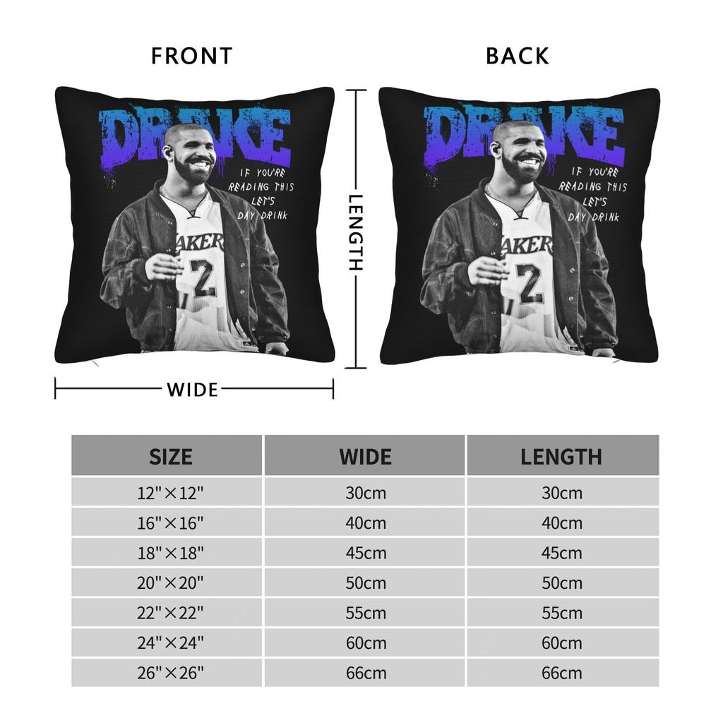 Drake Rapper Pillowcase Double-Sided Printing Polyester Cushion Cover Gift Pillow Case Cover Home Zipper 18''