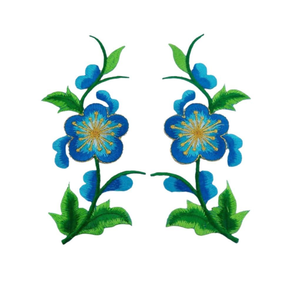 

Flowers Leaves Sew Iron On Patches Hot Melt Adhesive Ironing DIY Embroidery Flowers Patch Clothes Patchwork Sticker for Clothes синий