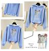 Korean Style Women's Fleece-Lined Hooded Sweatshirt, Plus Size, Loose Fit, Long-Sleeved, for Autumn and Winter.