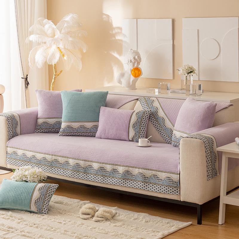 

Коралловый бархатный диван-подушка, зимний утолщенный нескользящий чехол для дивана, короткая плюшевая подушка, модное полотенце для дивана 70*70cm