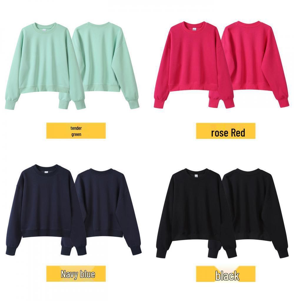 Silver Fox Velvet Women's 450g Heavyweight Hooded Sweatshirt - Short, Trendy Drop Shoulder Pullover for Autumn/Winter