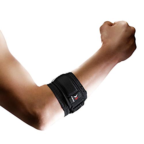 ZAMST Elbow Support Band, for Tennis, Golf, and All Sports, Ambidextrous, Black, 1 Piece, Size L, 374703