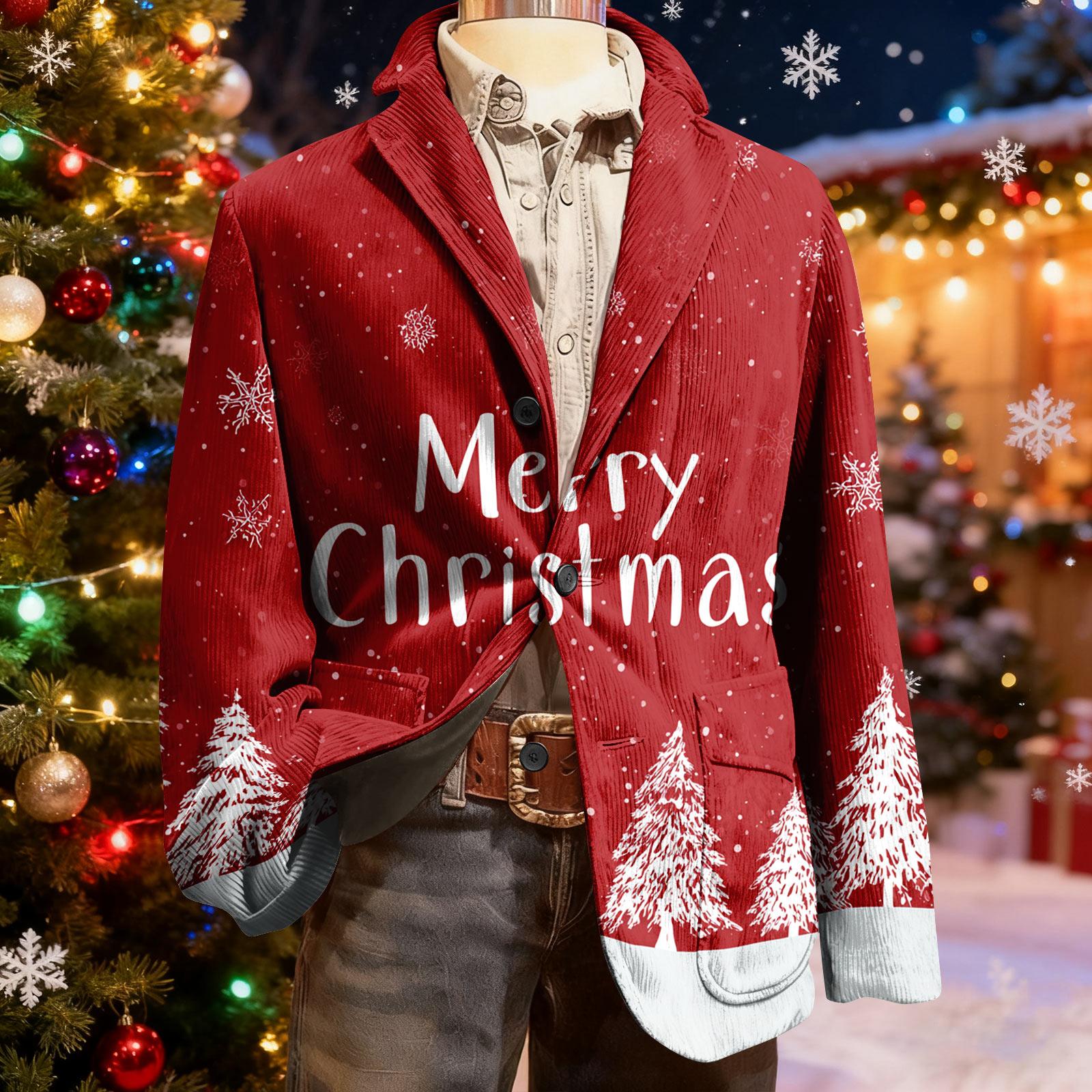 

Мужской уродливый рождественский вельветовый теплый карманный пиджак-кардиган, мужской повседневный костюм XL винный