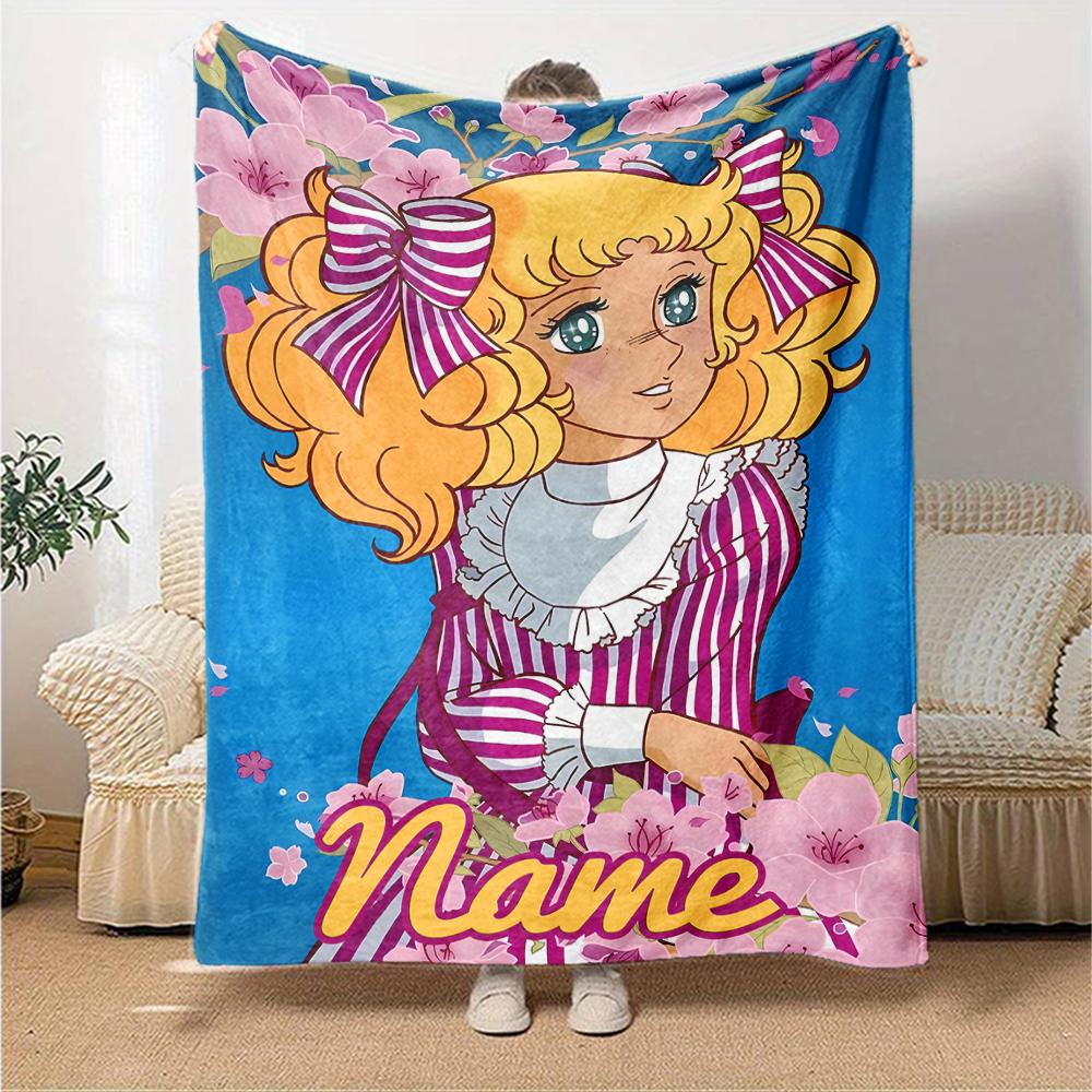 Customiz Name Personality Candy Candy (2) Blanket Soft &Warm Sofa Office Bed Travel Lunch Break Blanket, Gift Suitable for All Seasons