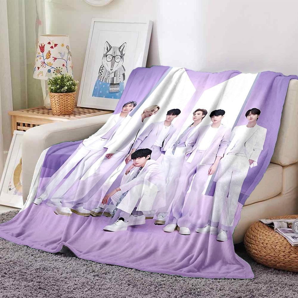 1pc Kpop Group Portrait flannel Blanket for Super Soft Cute Comfort Blanket for Travel Bedding Couch Sofa Blanket Y72327
