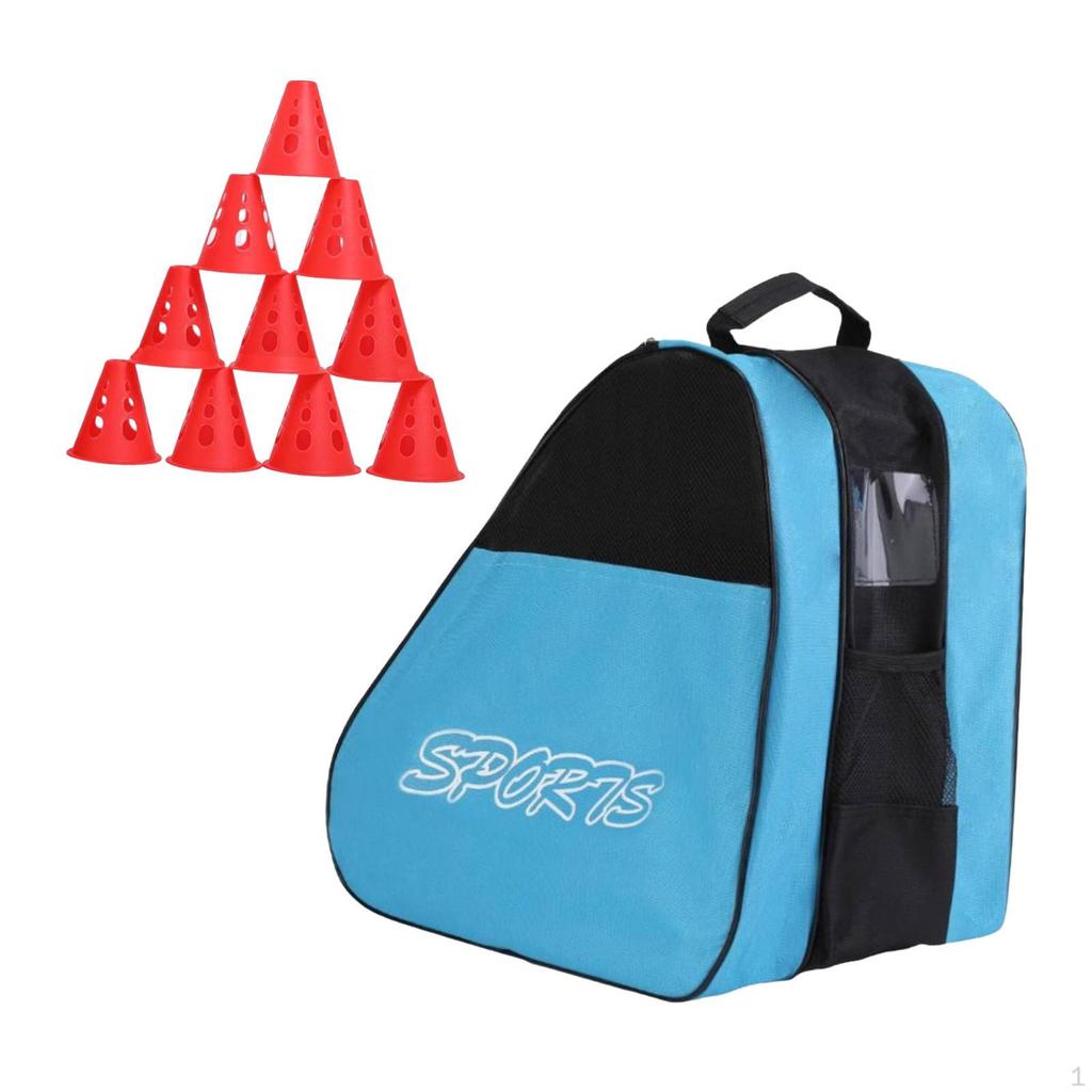Ice Hockey Skate Storage Bag with 10 Training Cones for Outdoor Use And Oxford