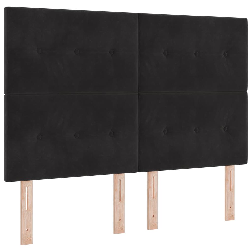 Box Spring Bed with Mattress Black 140 X 190 Cm Velvet