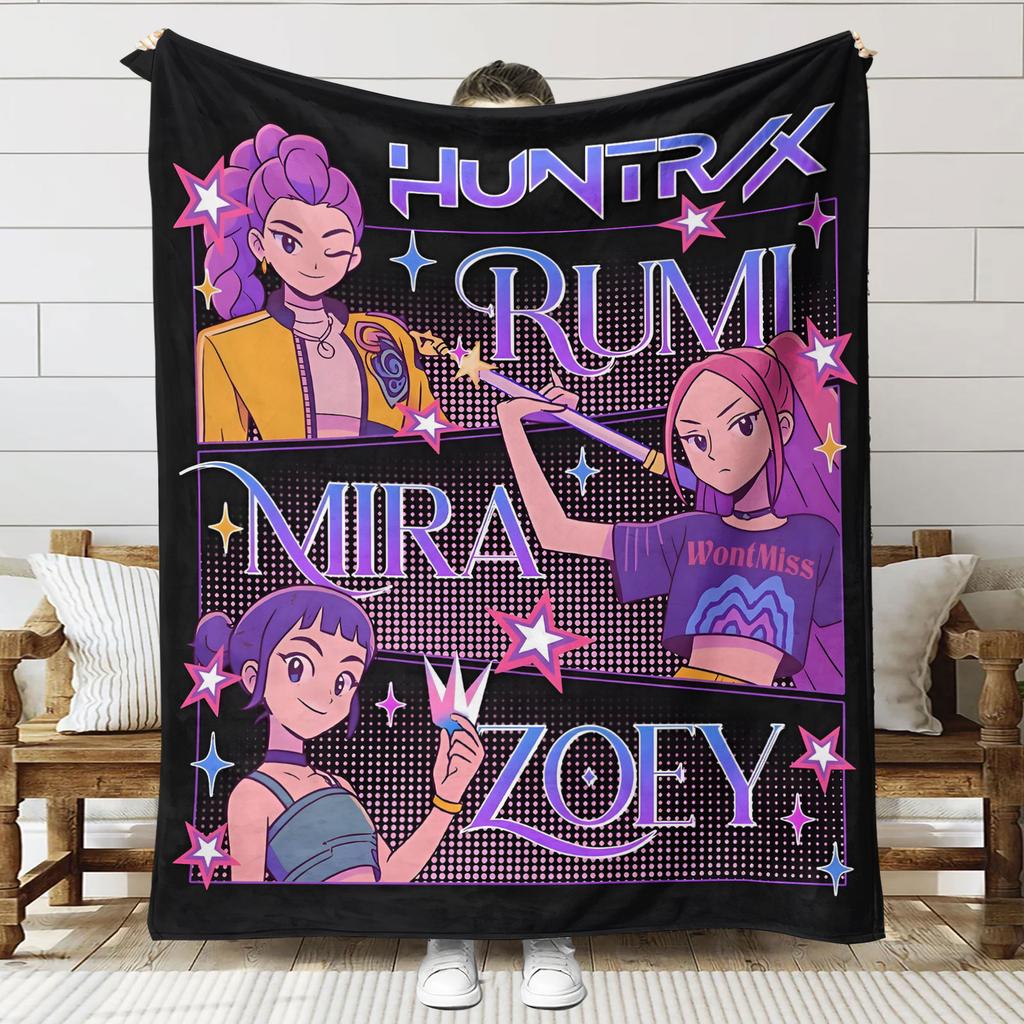 1pc Flannel Blanket k-pop De mon Hunters Hun-trix Blanket Quality Soft Warm Throw Blanket Winter Kids Couch Bed Fluffy Bedspread