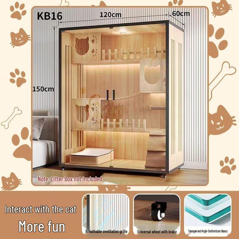 JINGRUIXIANG Wooden Indoor Cat House & Cage