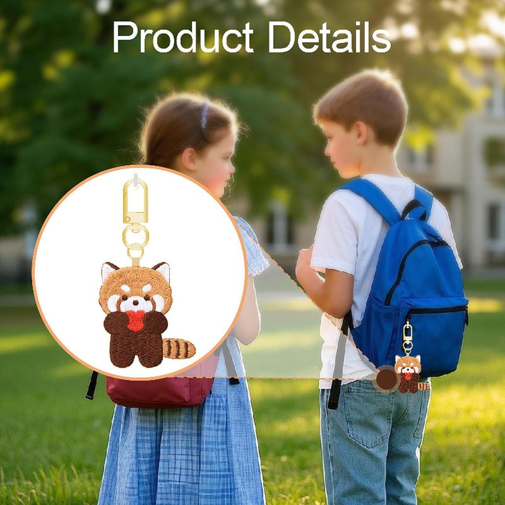 Embroidered Red Panda Keychain for Birthday, Valentine's Day