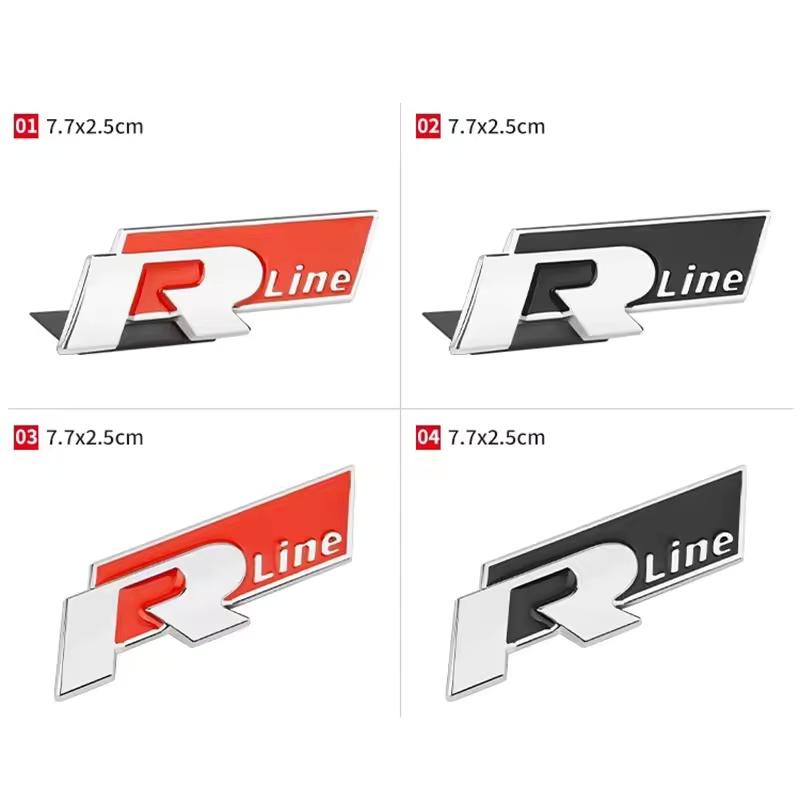 3D Metal R Line Logo, Car Front Grill Badge Rear Trunk Emblem Sticker for G-ol-f 4 5 6 7 P-ol-o P-assa-t T-igua-n T-oura-n C-C T-ouare-g