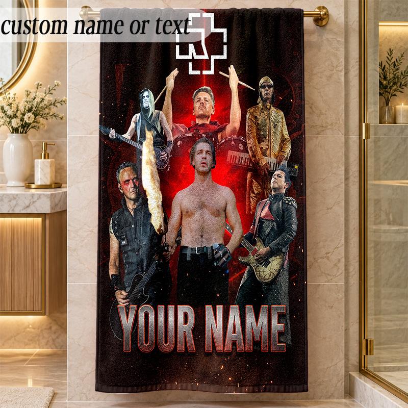 Beach TowelRammstein Custom Name Text Personalized Soft Towel for Beach Pool Indoor Home Decor Gift