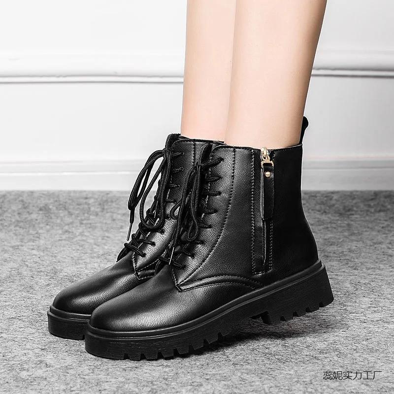 Fashion New Exquisite Women's Boots British Style Versatile Black Fashion Modern Boots Short Tube Leather Face Trendy Casual Boots