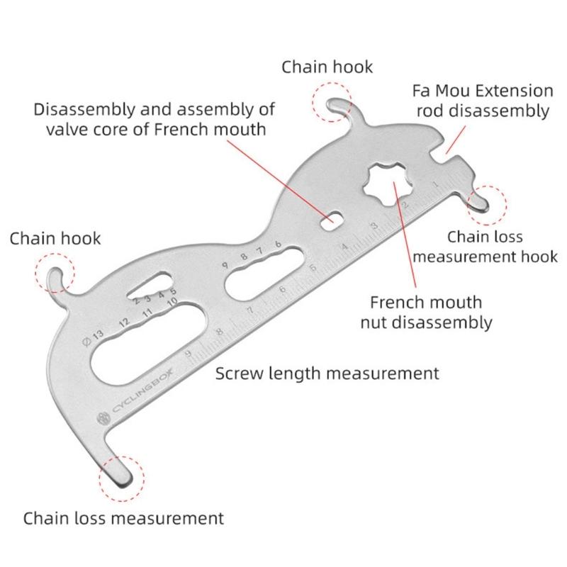 6 in 1 Bike Chain Checker Chain Checker Gauges Tool Bike Chain Wear Indicators Bicycles Chain Gauges Measurement Checker